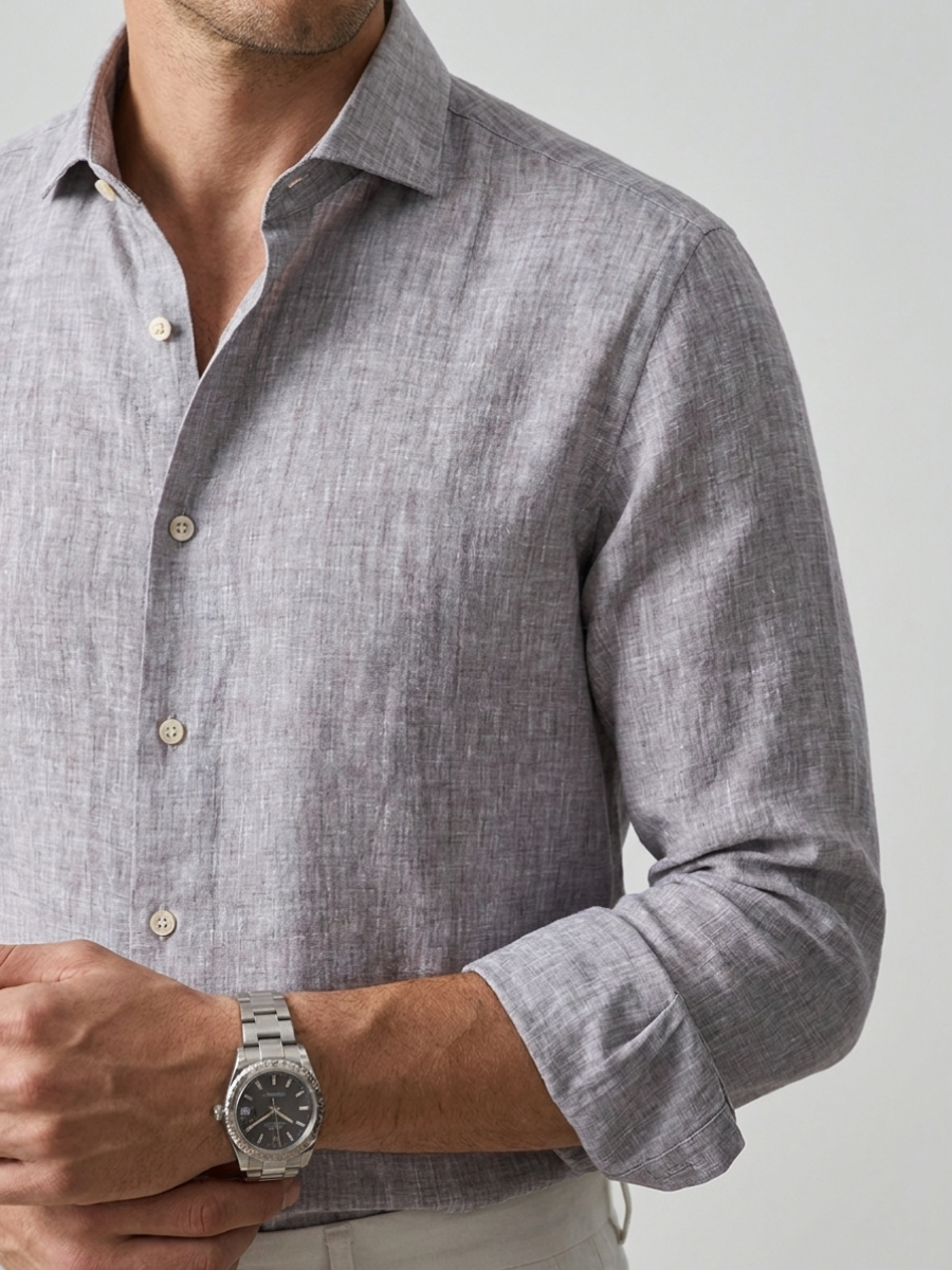 Grey Linen Long Sleeve