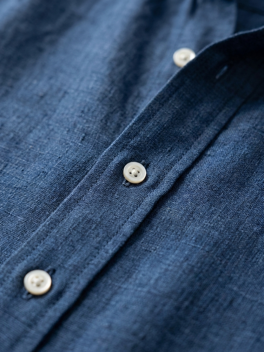 Navy Linen Long Sleeve