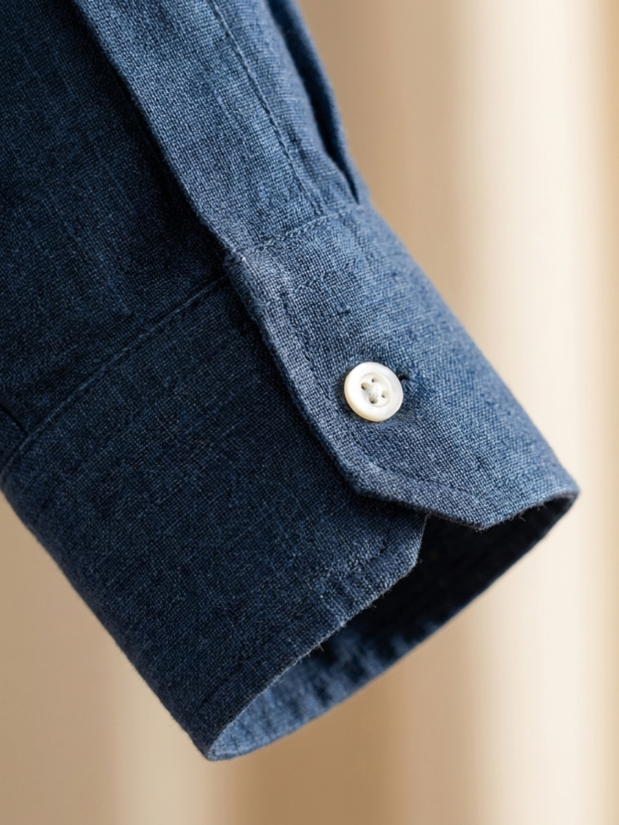 Navy Linen Long Sleeve