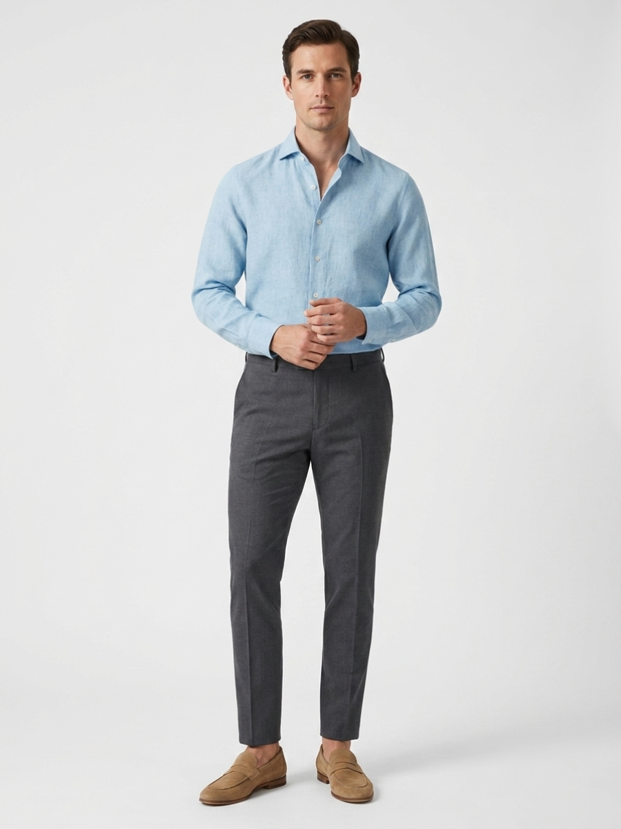 Coastal Blue Linen Long Sleeve