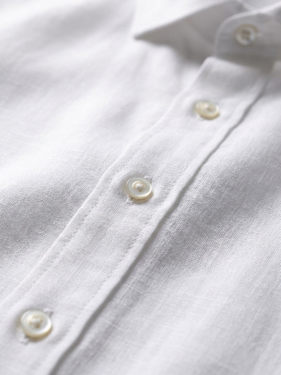 White Blue Linen Long Sleeve