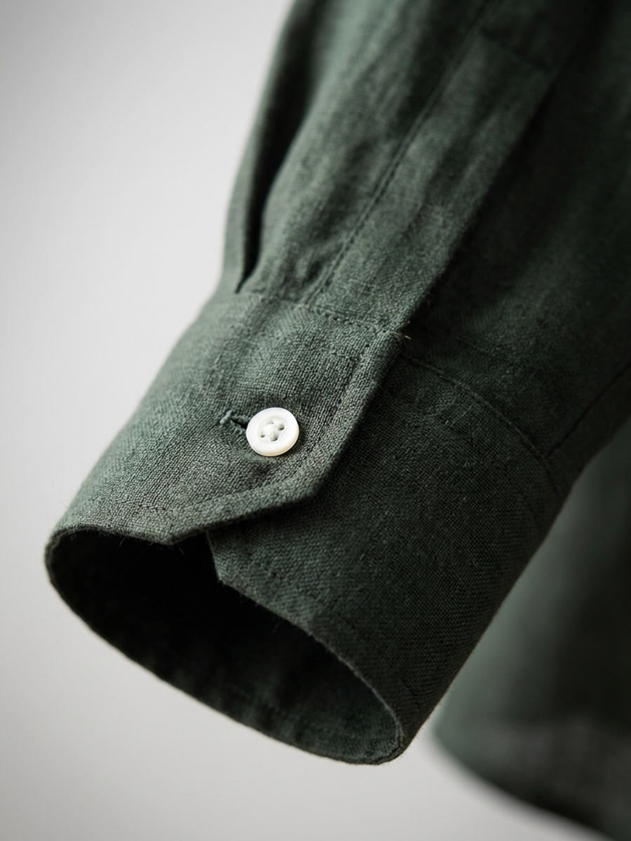 Forest Green Linen Long Sleeve