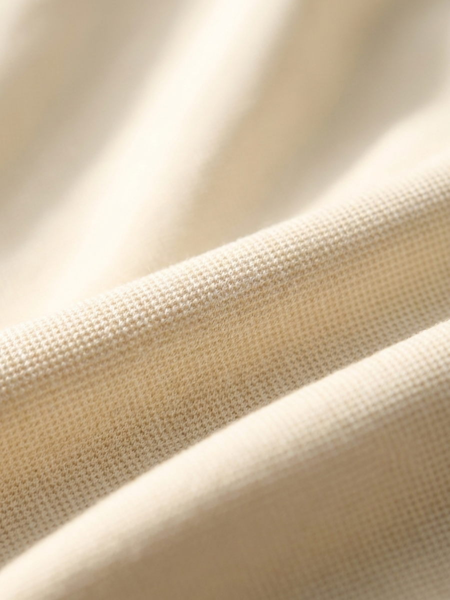 Beige Cotton Long Sleeve Polo