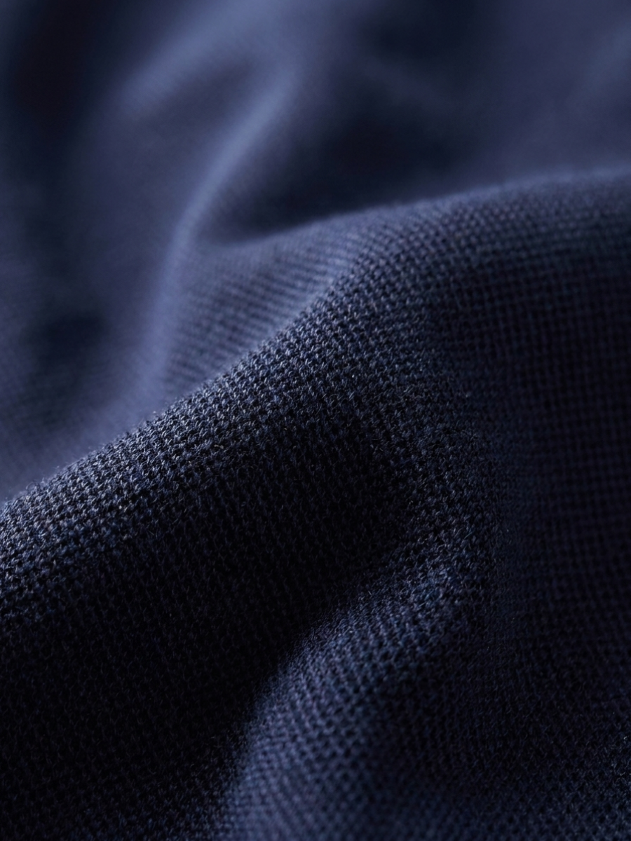 Navy Cotton Long Sleeve Polo