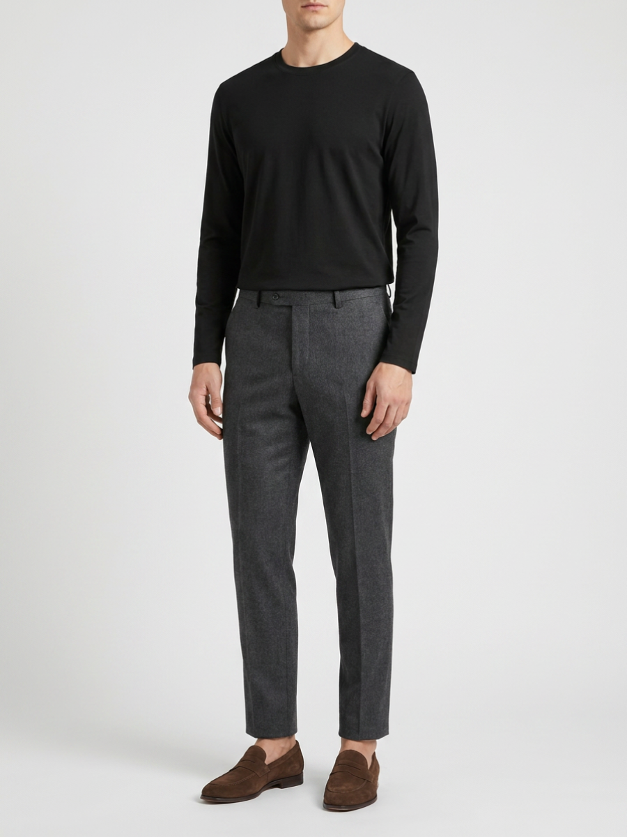 Black Long Sleeve Cotton Tee