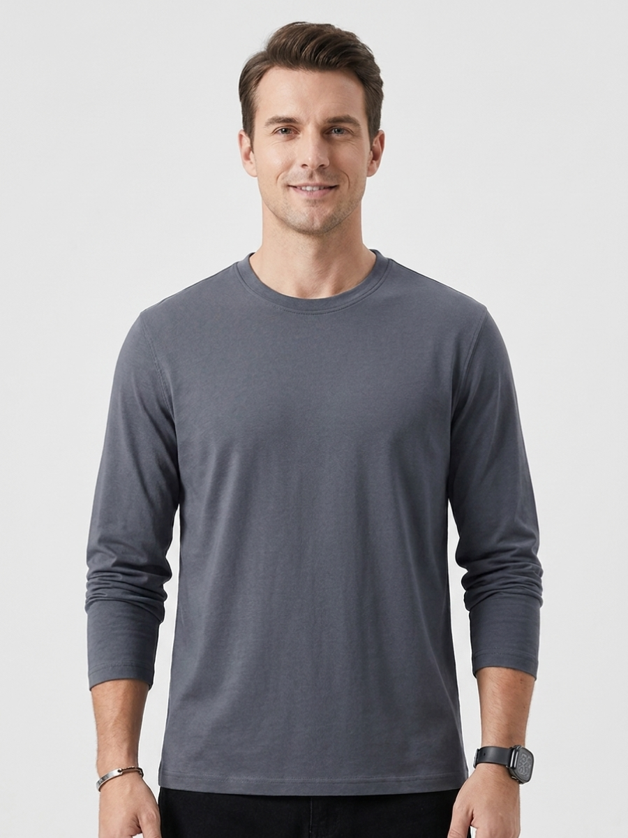 Slate Long Sleeve Cotton Tee