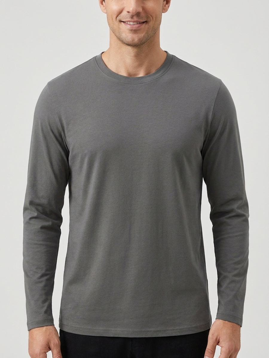 Charcoal Long Sleeve Cotton Tee