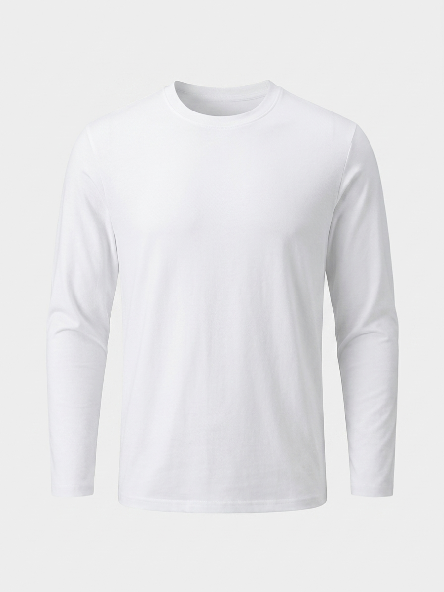 White Long Sleeve Cotton Tee
