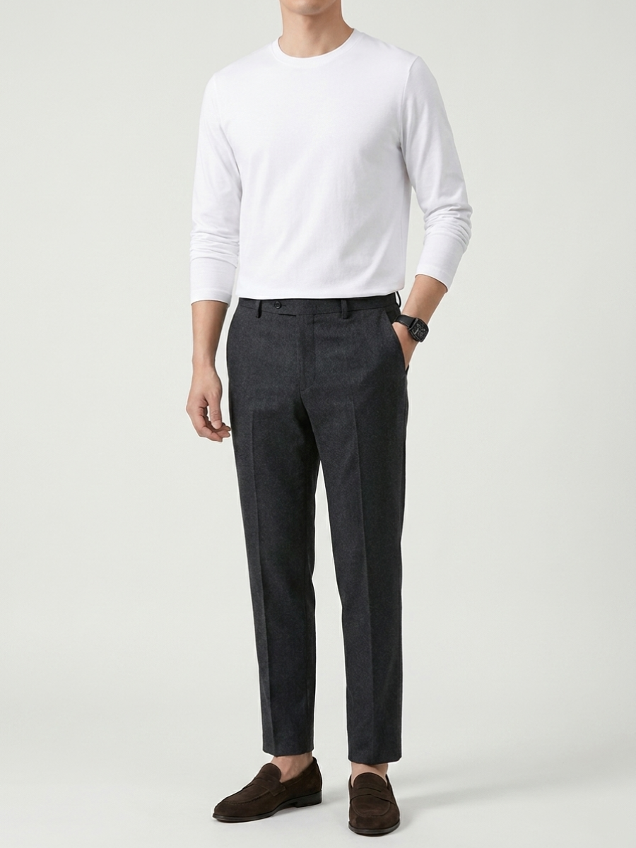 White Long Sleeve Cotton Tee