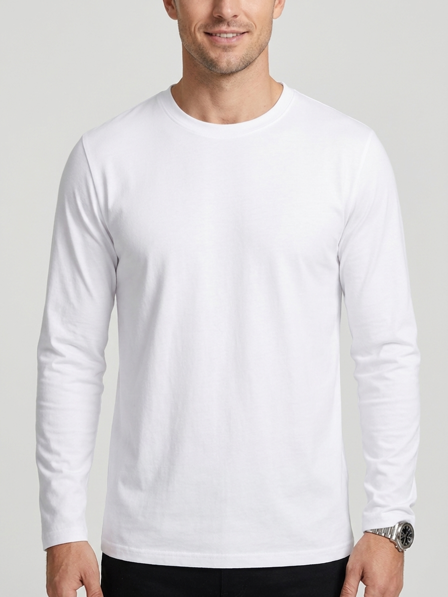 White Long Sleeve Cotton Tee