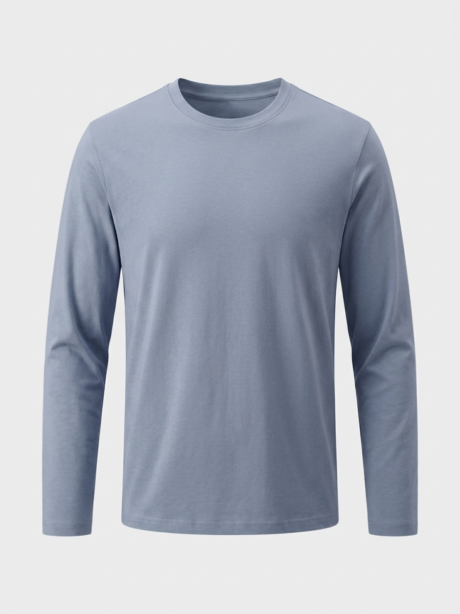 Blue Long Sleeve Cotton Tee