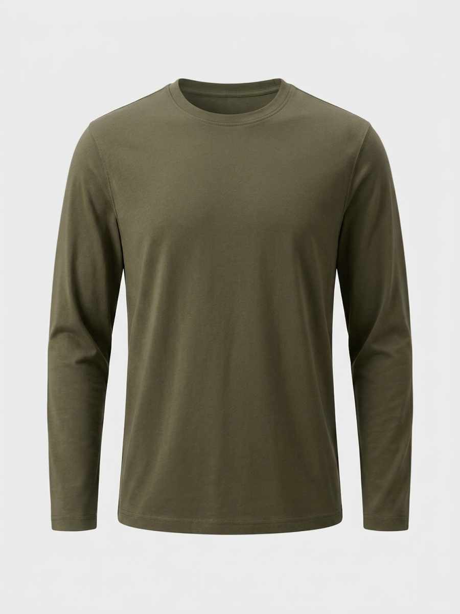 Olive Long Sleeve Cotton Tee