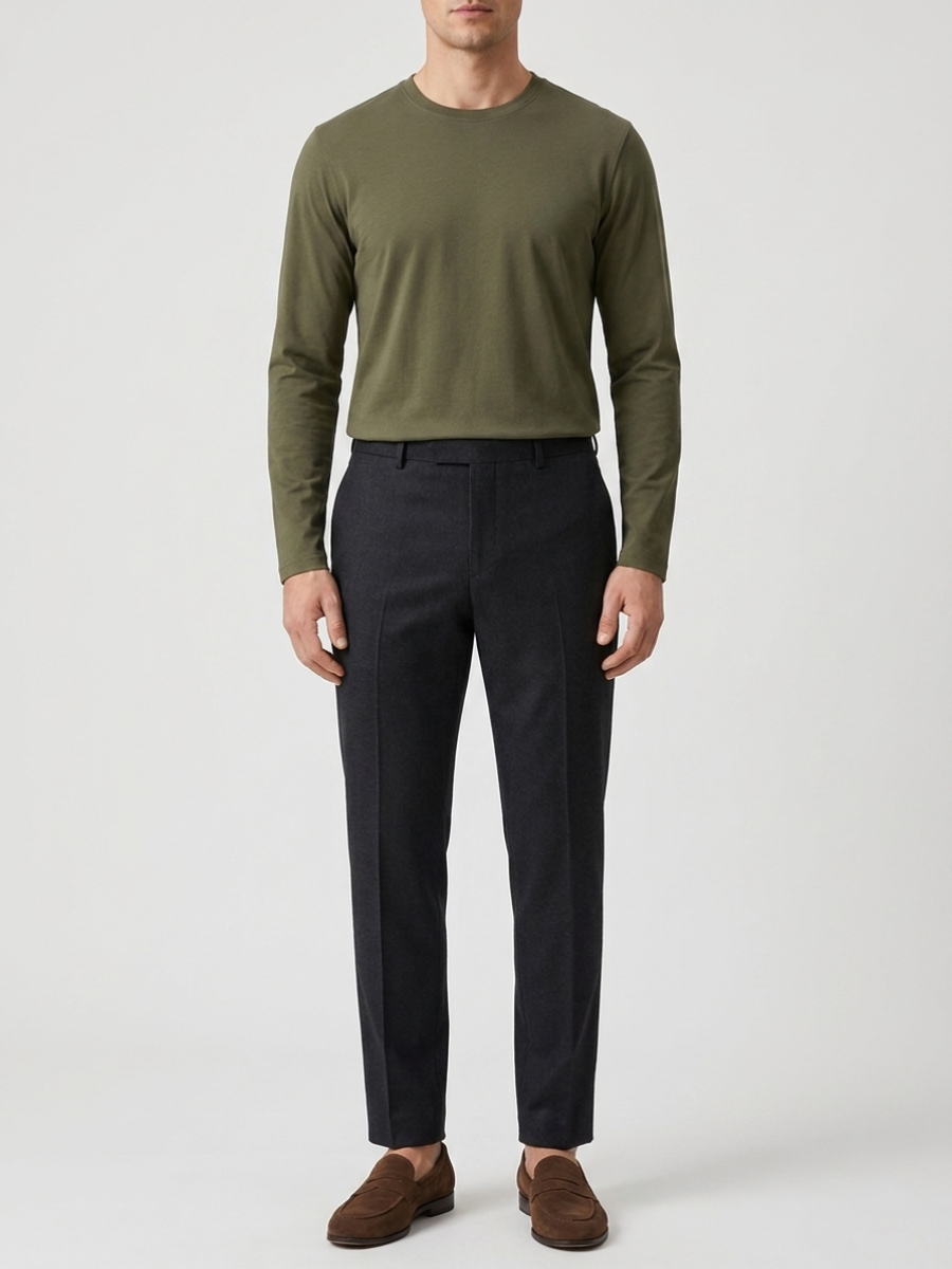 Olive Long Sleeve Cotton Tee