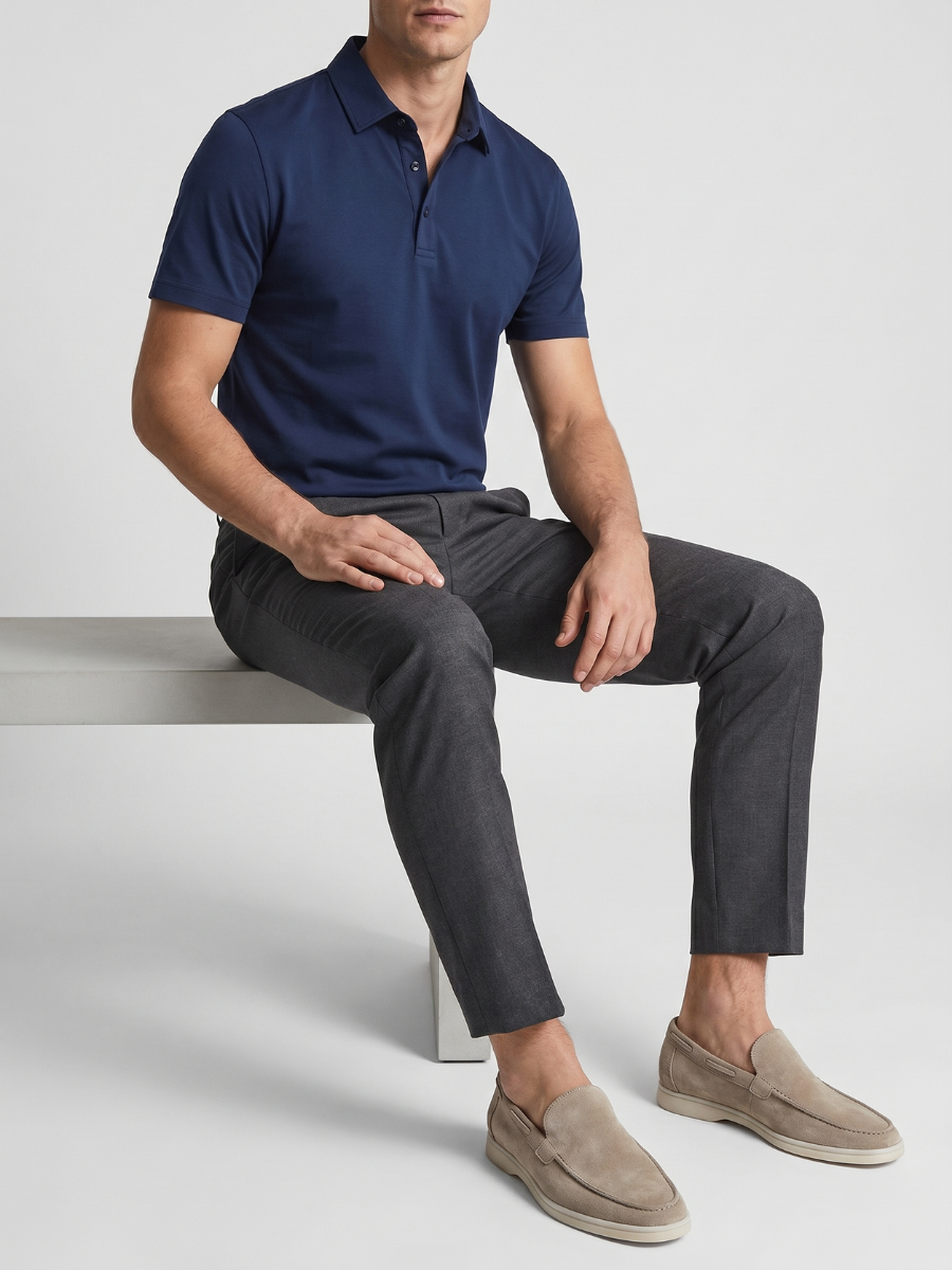 Polo en Coton Bleu Riviera