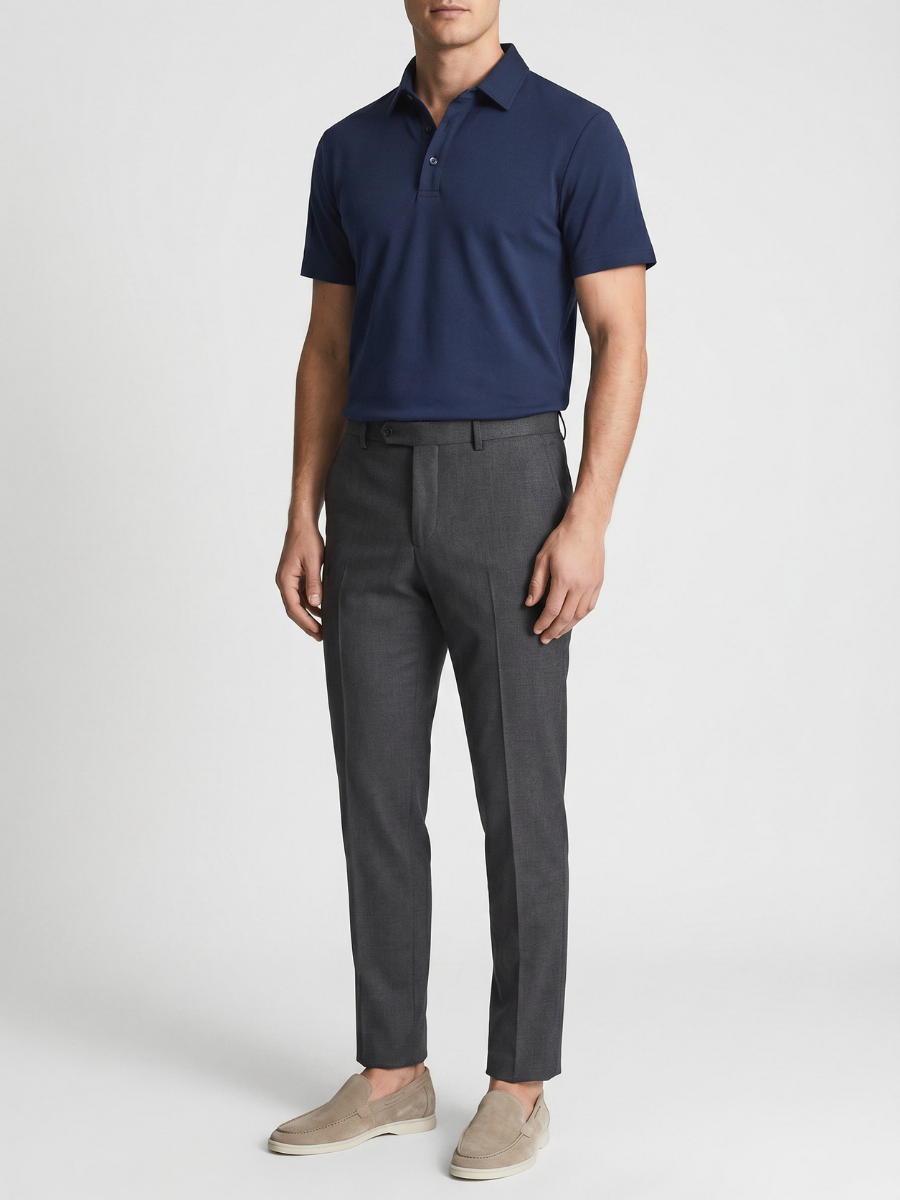 Polo en Coton Bleu Riviera