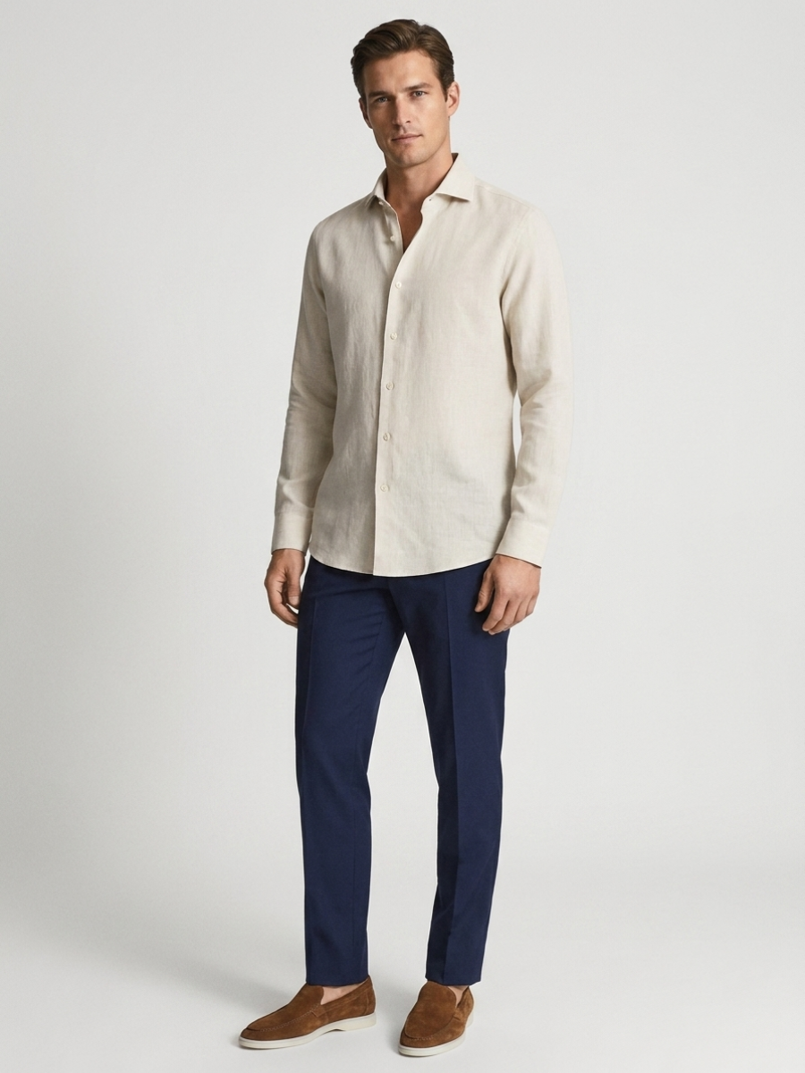 Beige Linen Long Sleeve