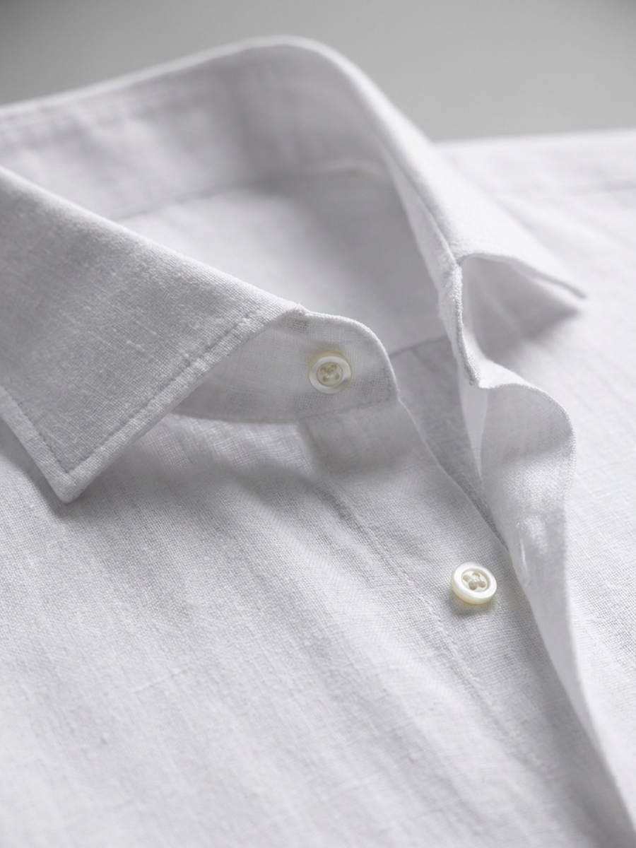 White Blue Linen Long Sleeve