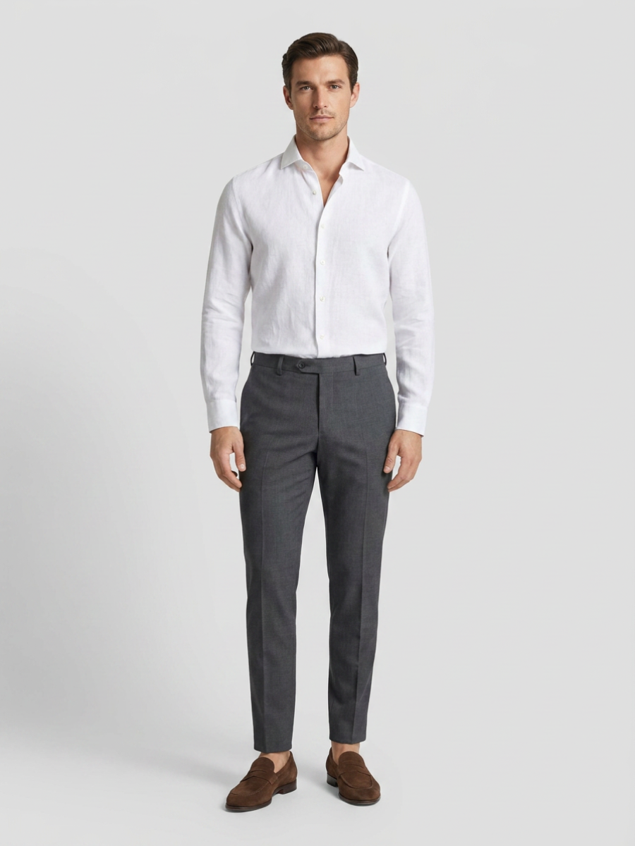 White Blue Linen Long Sleeve