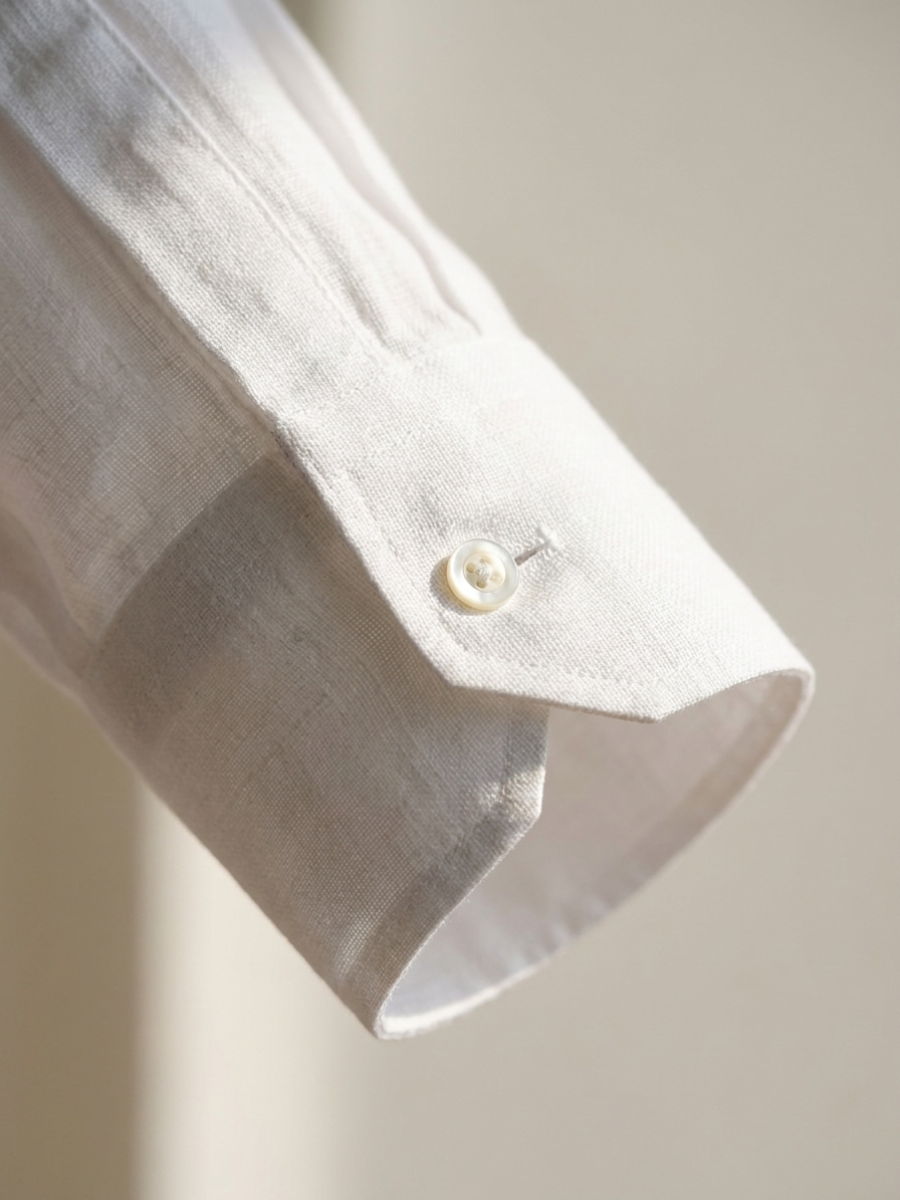 White Blue Linen Long Sleeve