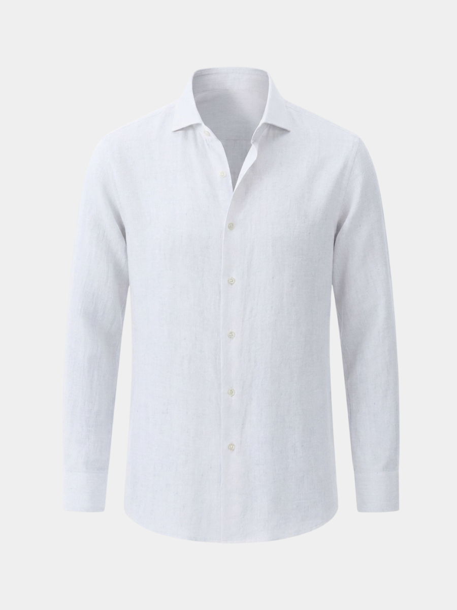 White Blue Linen Long Sleeve