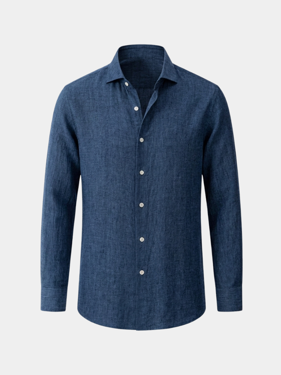 Navy Linen Long Sleeve