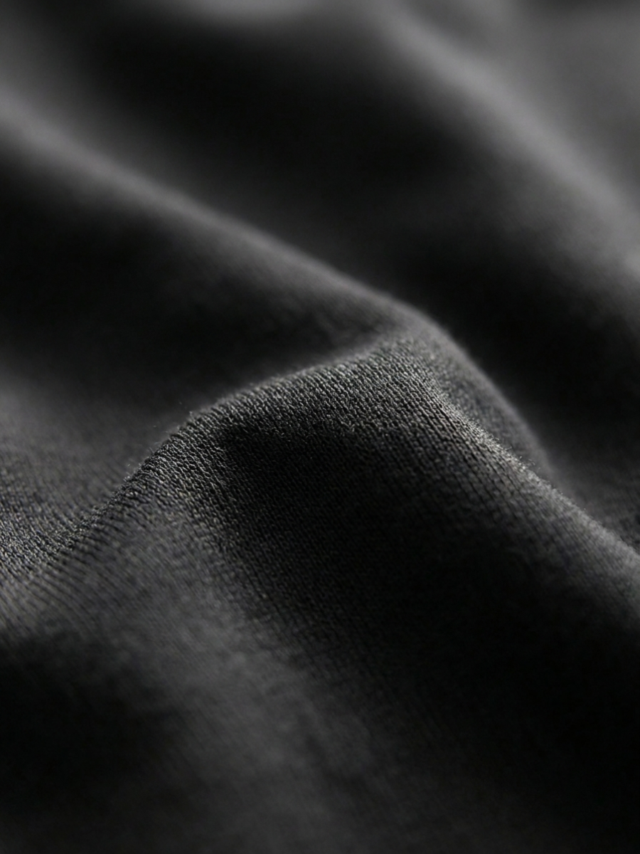 Black Cotton Long Sleeve Polo