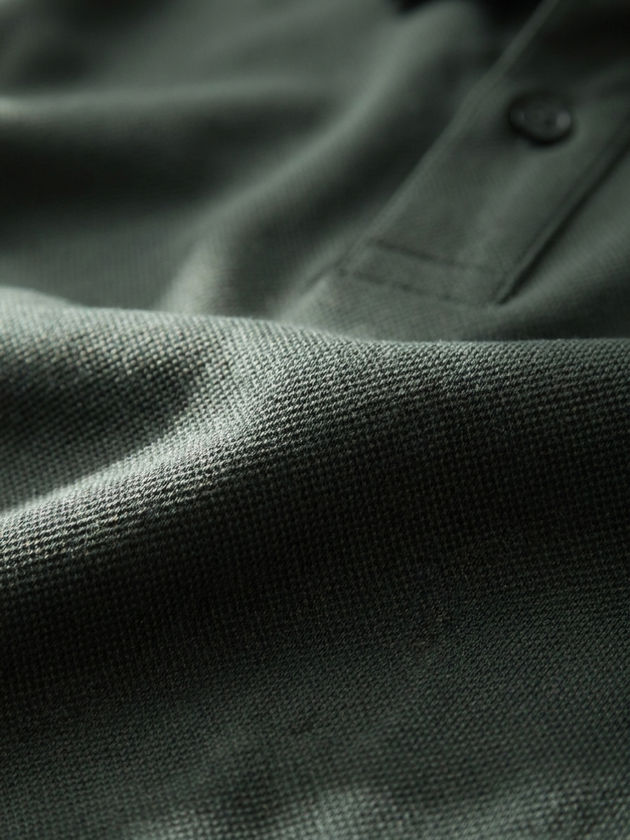 Forest Green Cotton Long Sleeve Polo