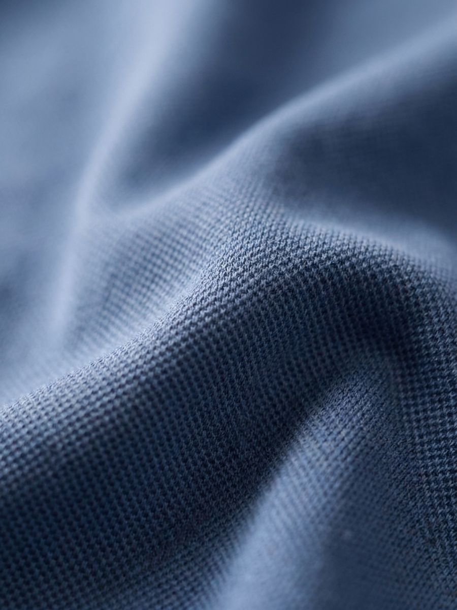 Blue Cotton Long Sleeve Polo