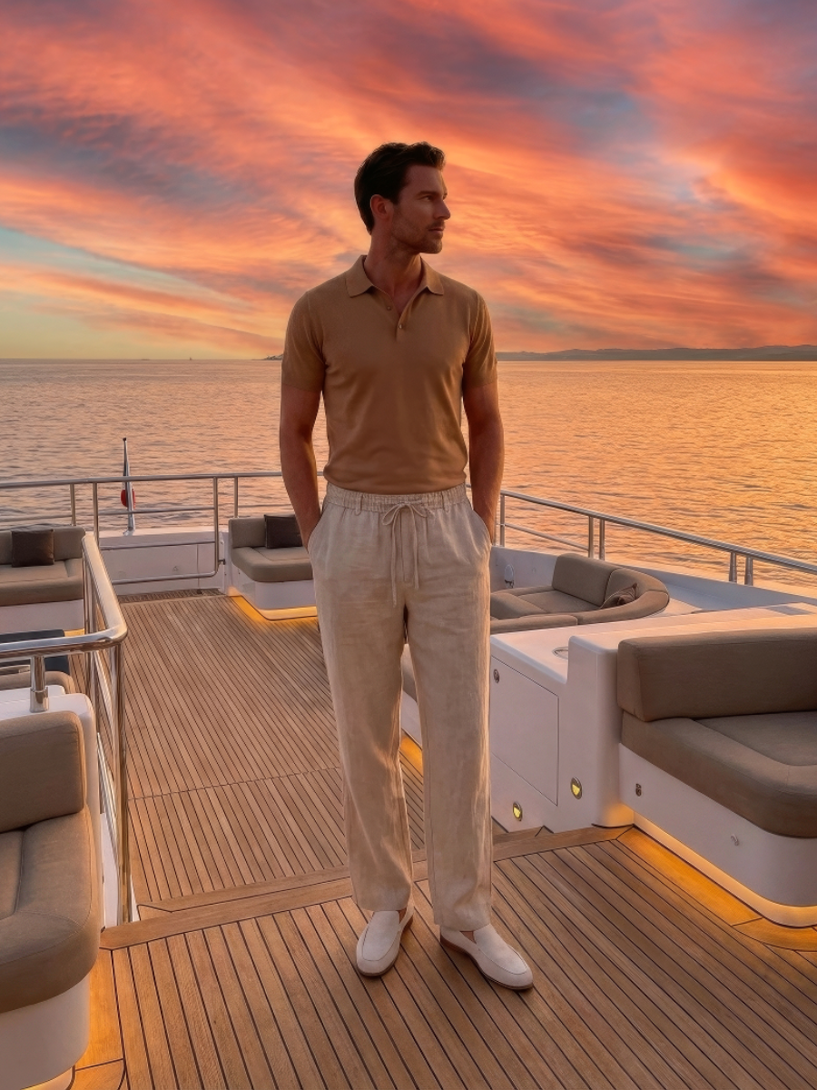 Pantalon en lin beige