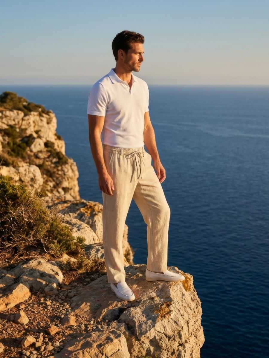 Pantalon en lin beige