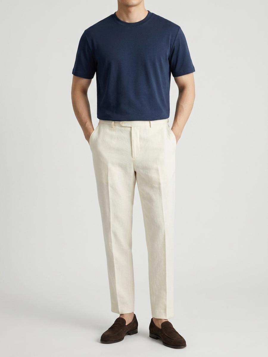 Navy Mercerized Cotton Tee
