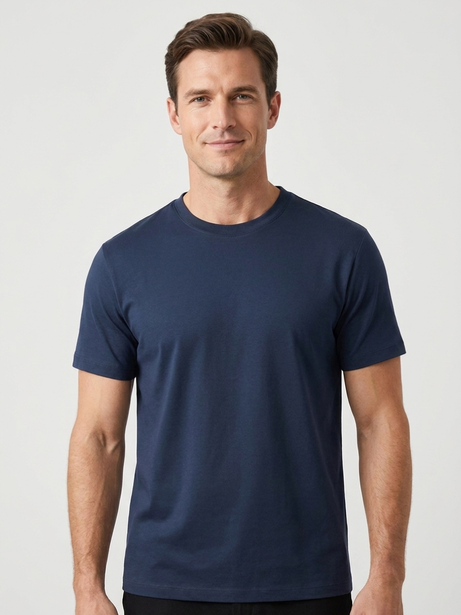 Navy Mercerized Cotton Tee