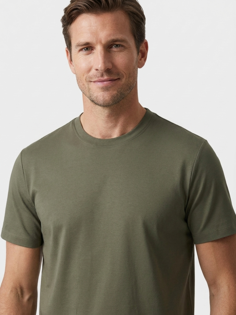 Olive Mercerized Cotton Tee