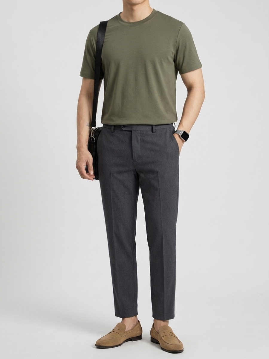 Olive Mercerized Cotton Tee