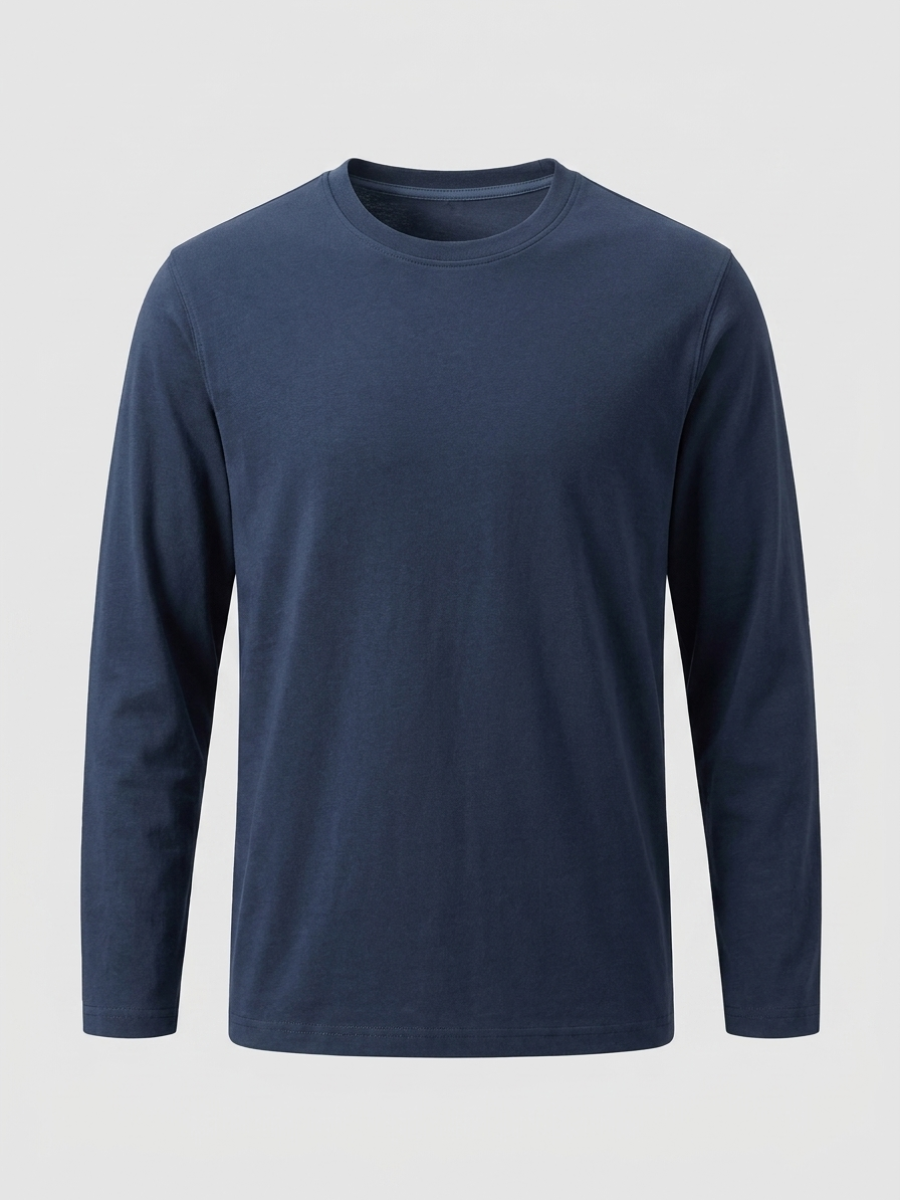 Navy Long Sleeve Cotton Tee
