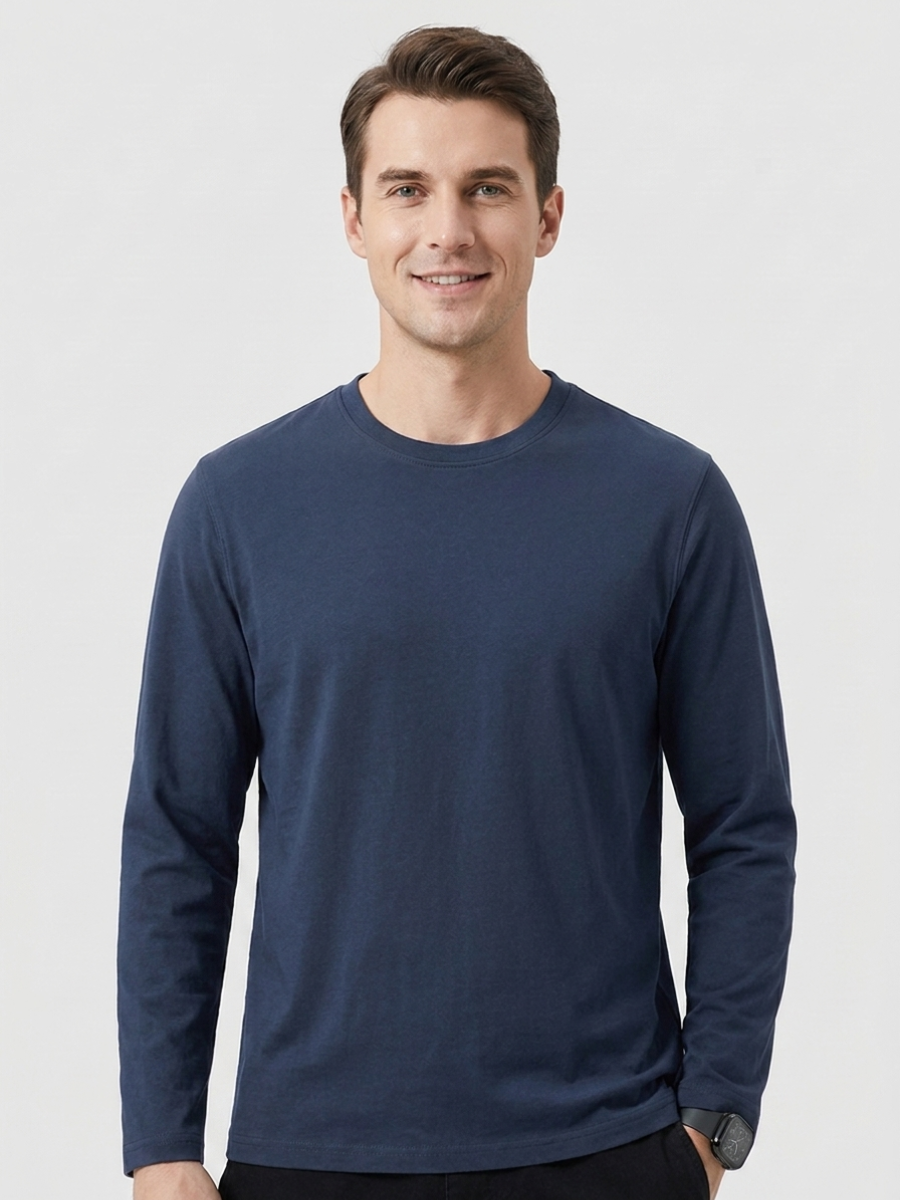 Navy Long Sleeve Cotton Tee