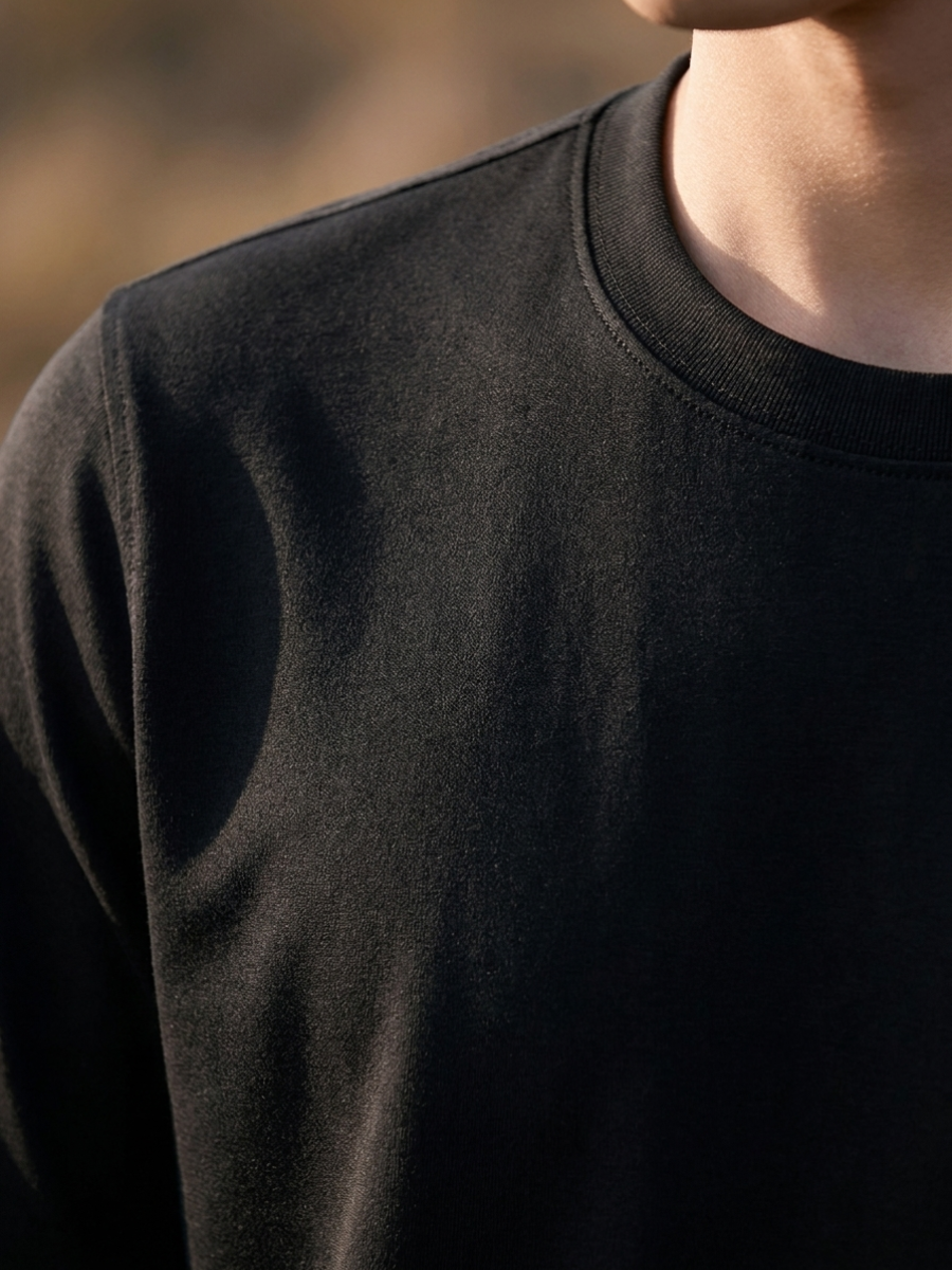Black Long Sleeve Cotton Tee