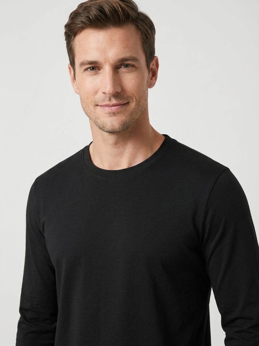 Black Long Sleeve Cotton Tee