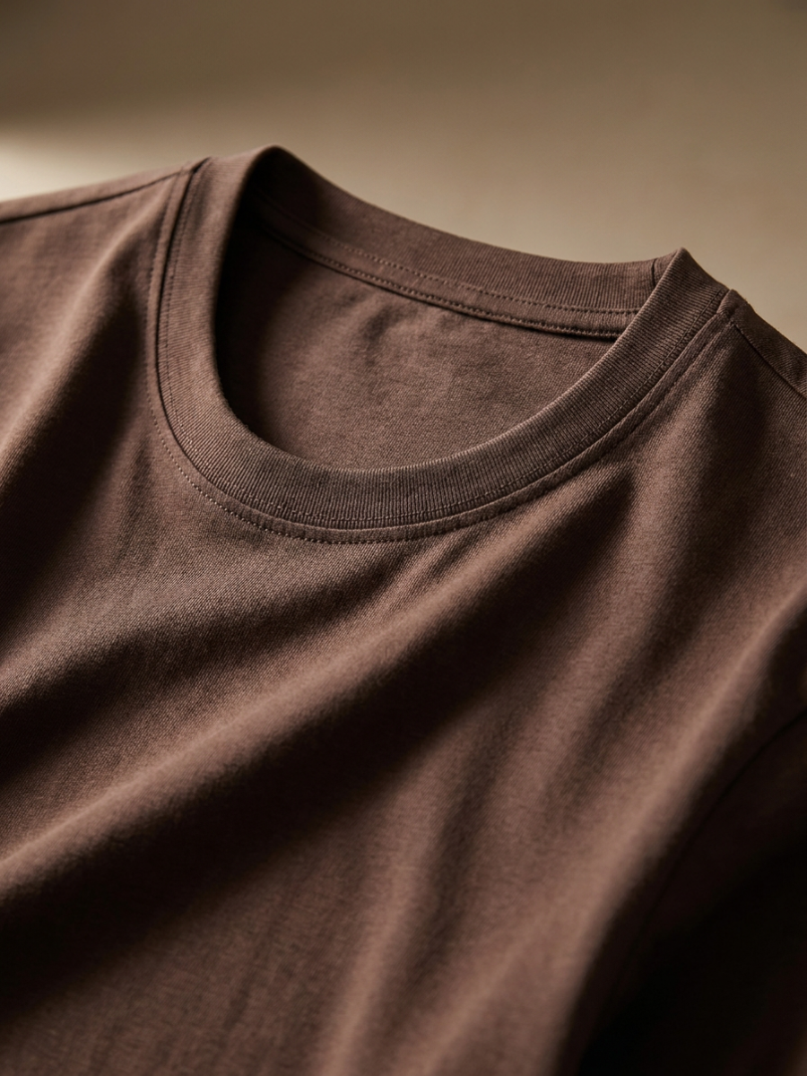 Brown Long Sleeve Cotton Tee