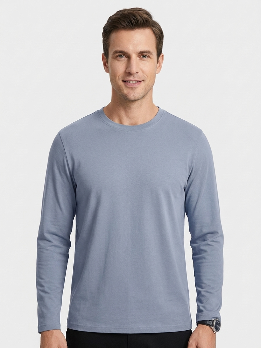 Blue Long Sleeve Cotton Tee