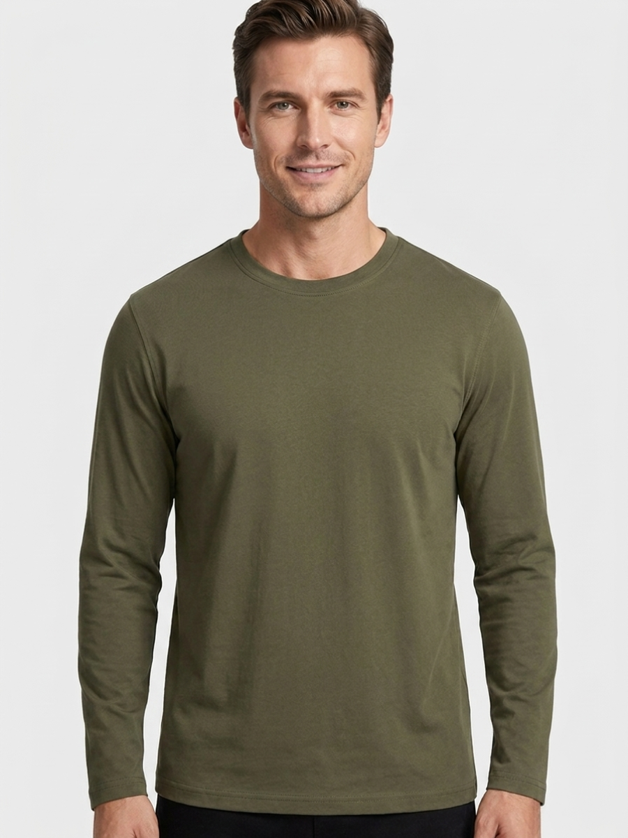 Olive Long Sleeve Cotton Tee